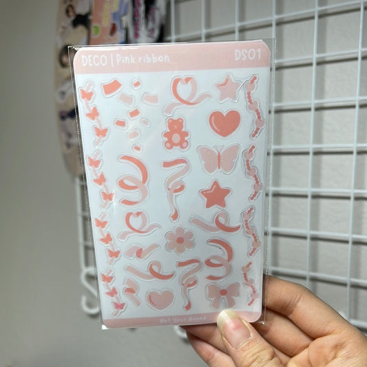 Pink ribbon sticker sheet